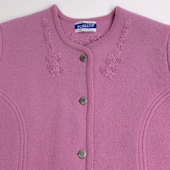 Pendleton Vintage Wool Button up Sweater Cardigan Purple Lavender Size Medium - Picture 3 of 13